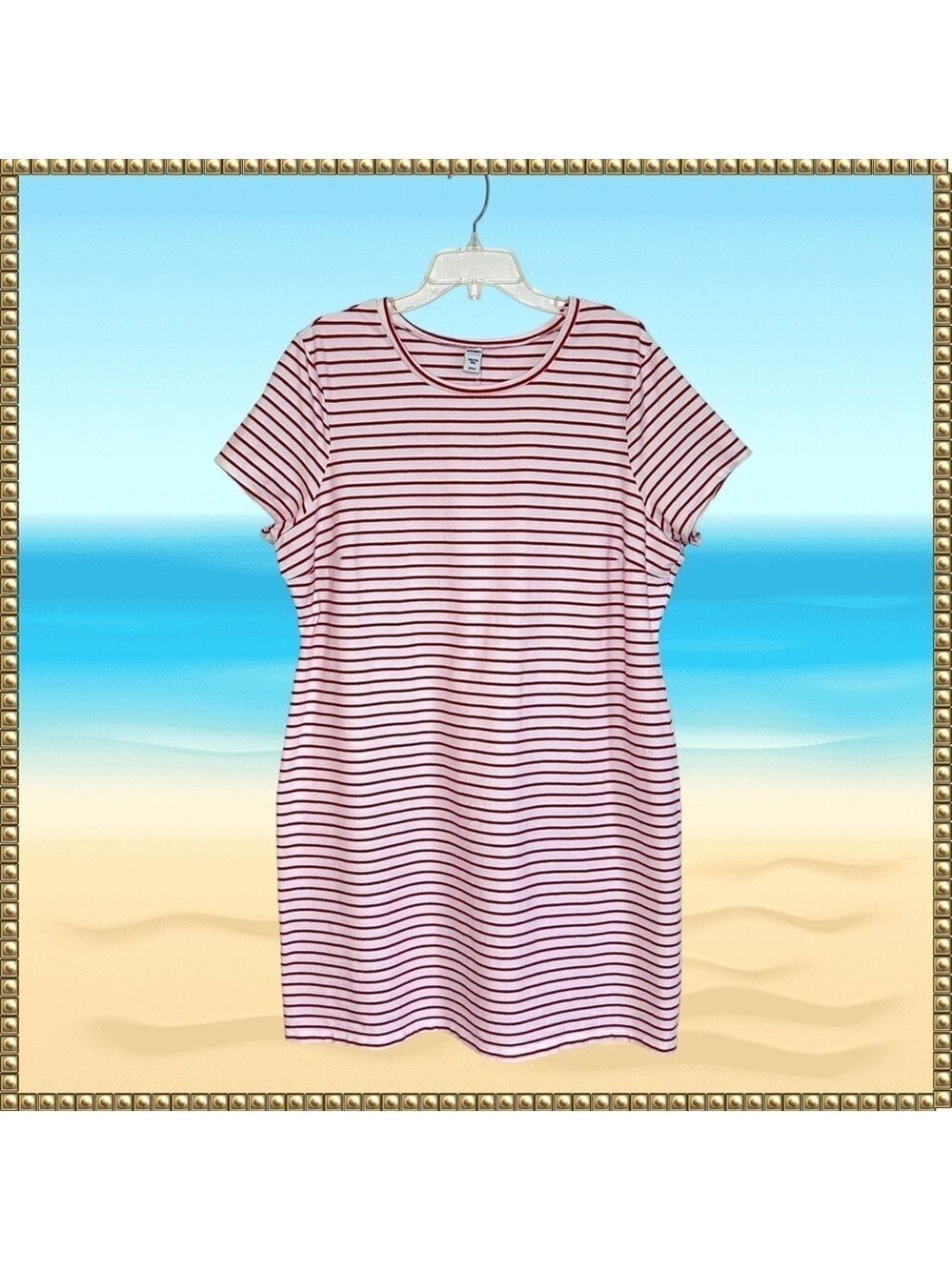 Old Navy Pink and White Striped Cotton Dress XXL